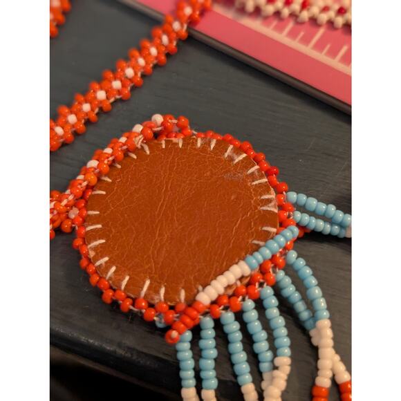 Lot of Four Native American Hand Beaded Seed Bead Vintage 70s Necklaces - Picture 6 of 9